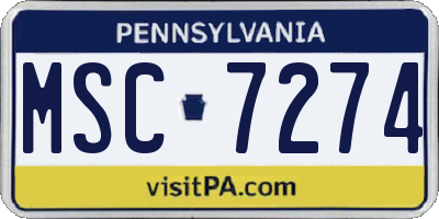 PA license plate MSC7274