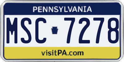 PA license plate MSC7278