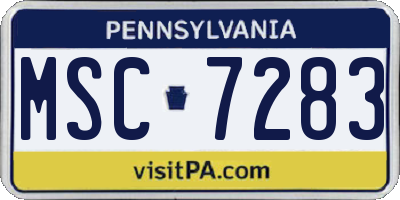 PA license plate MSC7283