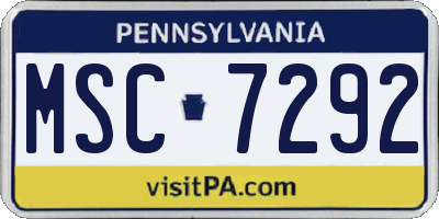 PA license plate MSC7292