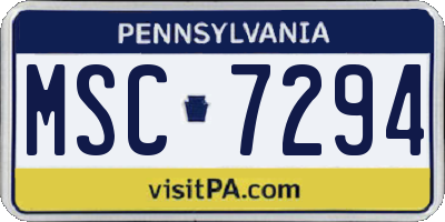 PA license plate MSC7294