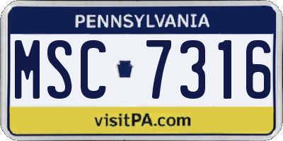 PA license plate MSC7316