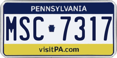 PA license plate MSC7317