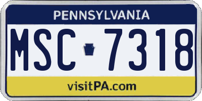 PA license plate MSC7318