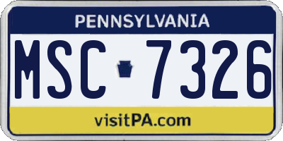 PA license plate MSC7326