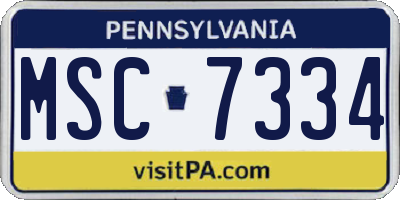 PA license plate MSC7334
