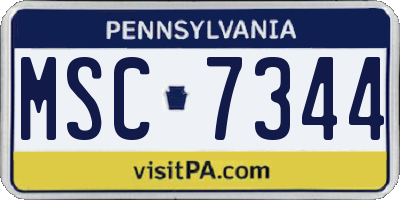 PA license plate MSC7344