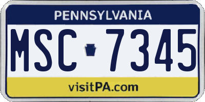 PA license plate MSC7345
