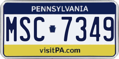 PA license plate MSC7349