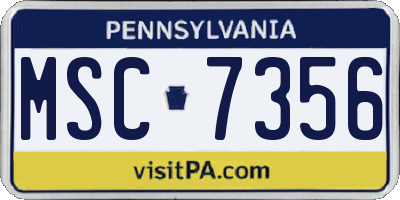 PA license plate MSC7356