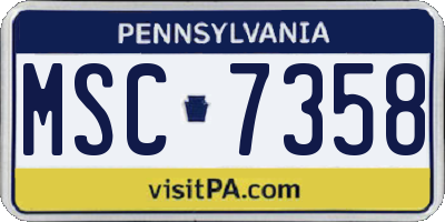 PA license plate MSC7358