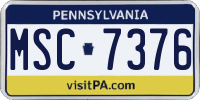 PA license plate MSC7376