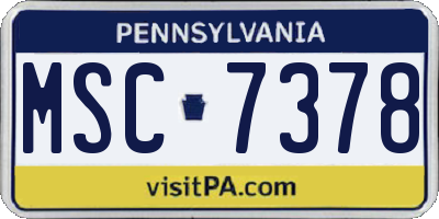 PA license plate MSC7378