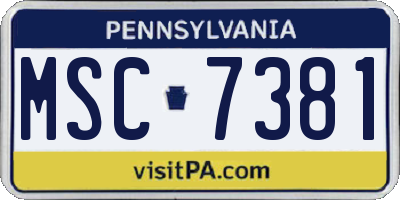 PA license plate MSC7381