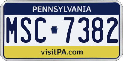 PA license plate MSC7382