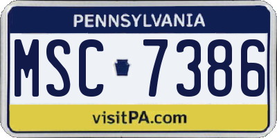 PA license plate MSC7386