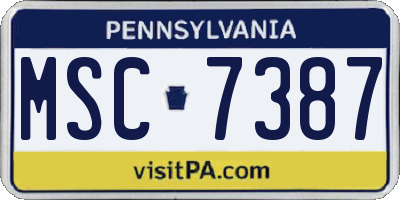 PA license plate MSC7387