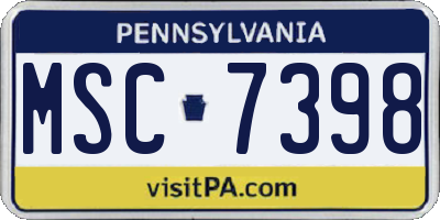 PA license plate MSC7398