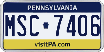 PA license plate MSC7406