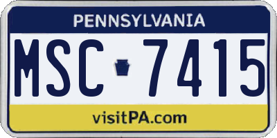 PA license plate MSC7415