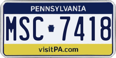 PA license plate MSC7418