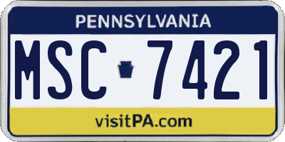 PA license plate MSC7421