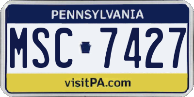 PA license plate MSC7427