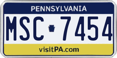 PA license plate MSC7454