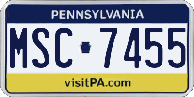 PA license plate MSC7455