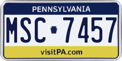 PA license plate MSC7457