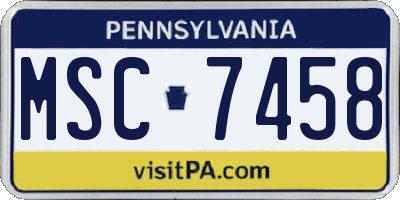 PA license plate MSC7458