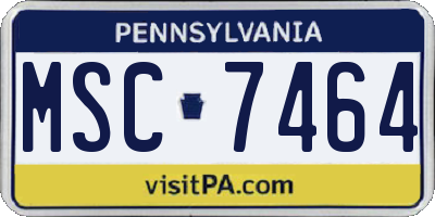 PA license plate MSC7464