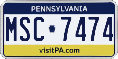 PA license plate MSC7474