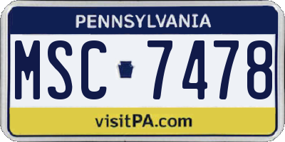 PA license plate MSC7478