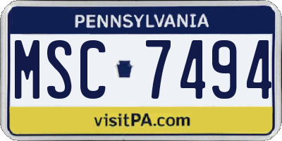 PA license plate MSC7494