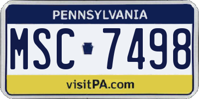 PA license plate MSC7498