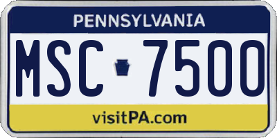 PA license plate MSC7500