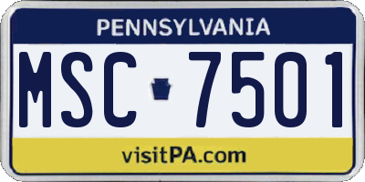 PA license plate MSC7501