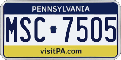 PA license plate MSC7505