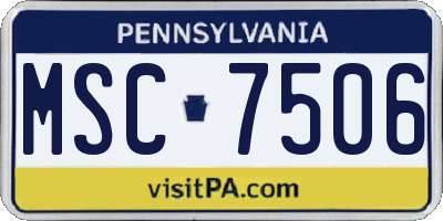 PA license plate MSC7506