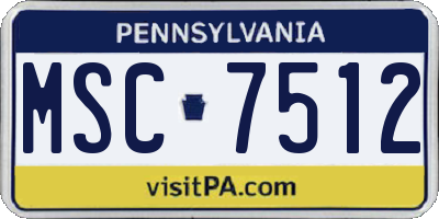 PA license plate MSC7512