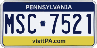 PA license plate MSC7521
