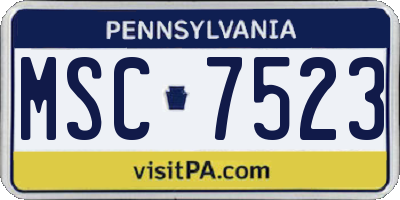 PA license plate MSC7523