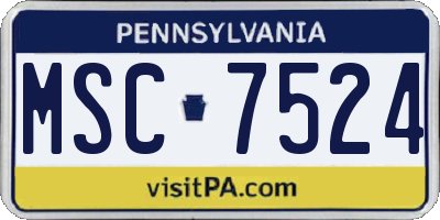 PA license plate MSC7524
