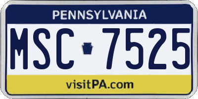 PA license plate MSC7525
