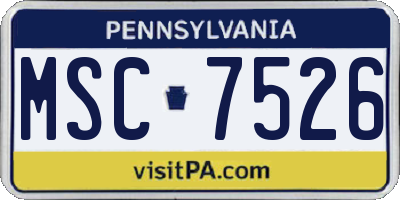 PA license plate MSC7526