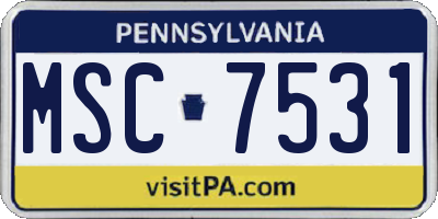 PA license plate MSC7531
