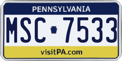 PA license plate MSC7533