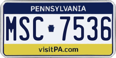 PA license plate MSC7536