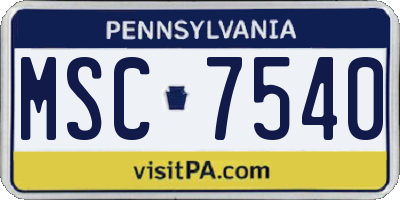 PA license plate MSC7540